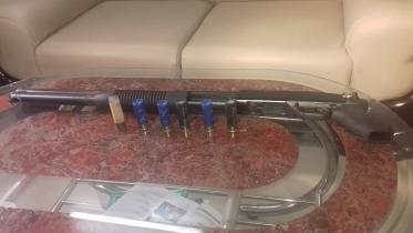 A shotgun and five bullets