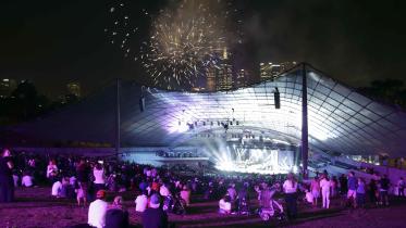 Fireworks explode during the ICC Cricket World Cup 2015 opening event