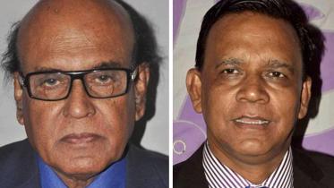 Khandker Mahbub Hossain (left) and AM Mahbub Uddin Khokon on Tuesday are re-elected as president and secretary respectively of Supreme Court Bar Association (SCBA) election. 