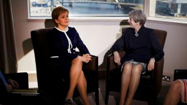 Britain's Prime Minister Theresa May and Scotland's First Minister Nicola Sturgeon