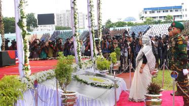 Prime Minister Sheikh Hasina talks to the family members of the victims of Gulshan attack