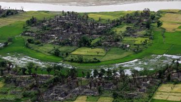 burned Rohingya village