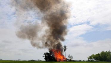 A house is seen on fire