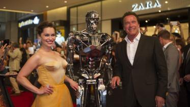 Arnold Schwarzenegger and Emilia Clarke 