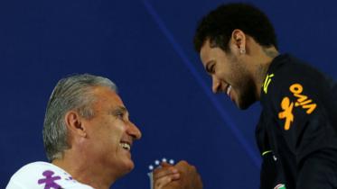 Neymar with Brazil coach Tite