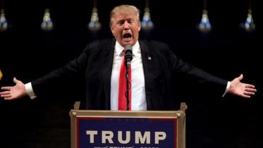 US Republican presidential candidate Donald Trump speaking during a rally