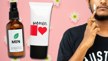 Man applying face cream
