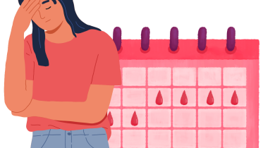 Illustration with a woman and a period calendar