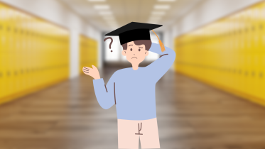 An illustration of a confused graduating student