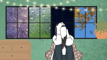 Person sad through the seasons