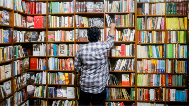 Browsing the shelves at a bookshop
