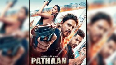 Pathaan poster features SRK, Deepika and john