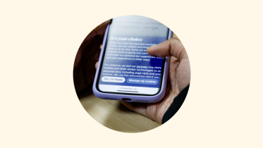 A person clicking the "Accept" button without reading the "Terms & Conditions" page of an app.