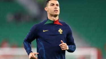 Crisitano Ronaldo training for the Portuguese national team. 