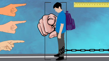 Fingers pointing at a student symbolising the overbearing discipline in schools. 