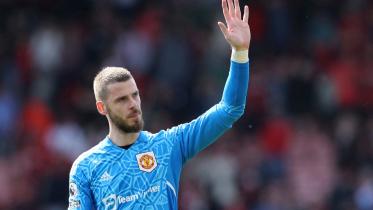 David de Gea waving at the fans. 