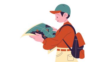 Person looking at a map. 