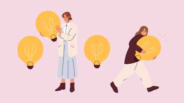 Person stealing ideas from a person with a lot of ideas.  