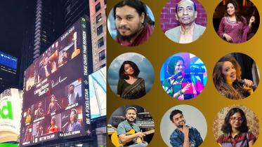  9 Bangladeshi musicians on Times Square billboard