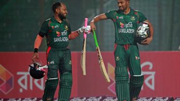 Najmul Hossain Shanto strikes a century, his career-best, against Sri Lanka in Chattogram, 