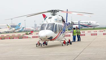 Business travel by helicopter in Dhaka