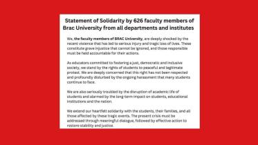 626 faculty members of BRAC University release statement of solidarity