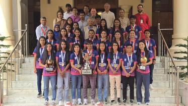 SAFF winning women's team arrive at Chief Adviser's reception ceremony
