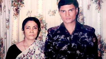 Col Anisuzzaman with his mother soon after he joined the army