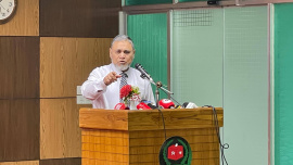 Chief Election Commissioner AMM Nasir Uddin speaks at a programme today at the Election Training Institute (ETI) in Dhaka's Agargaon. Photo: Ahmed Deepto