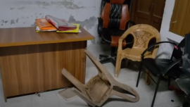 When police tried to contact their guardians, some of the teenagers allegedly became agitated and vandalised the duty officer's room, overturning chairs and tables. Photo: Screengrab
