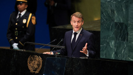 France's President Emmanuel Macron addresses the 81st United Nations General Assembly at UN headquarters in New York City, US, September 22, 2026. 