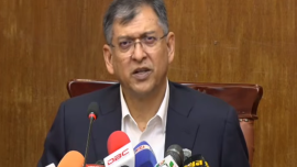 The home minister addressed reporters today at the Secretariat. Photo: Screengrab