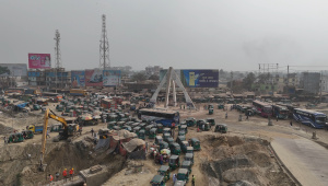 Long tailbacks have formed on the Brahmanbaria stretch of the Dhaka-Sylhet highway ahead of Eid-ul-Azha, with congestion between Ashuganj and Sarail Bishwa Road caused by ongoing four-lane construction and poor traffic management. Photo: Star