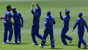 Afghan player celebrate a wicket