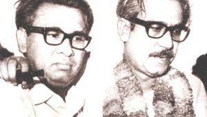 Tajuddin Ahmad with Bangabandhu Sheikh Mujibur Rahman.