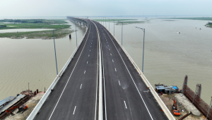 Aerial shot of the Padma bridge