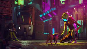 A scene from the game Stray