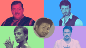 An illustration of a political compass and Bangladeshi actors