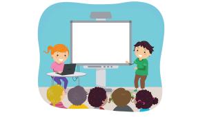 School students giving a presentation. 