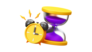 A sand clock and alarm clock 